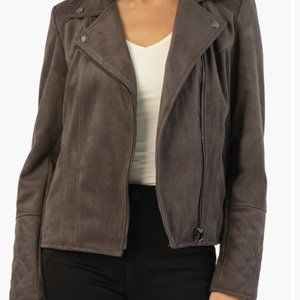 Kut from the Kloth - XL - Quilted Suede Moto Jacket in Grey